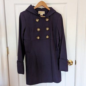 Michael Kors Wool Peacoat Purple with hood